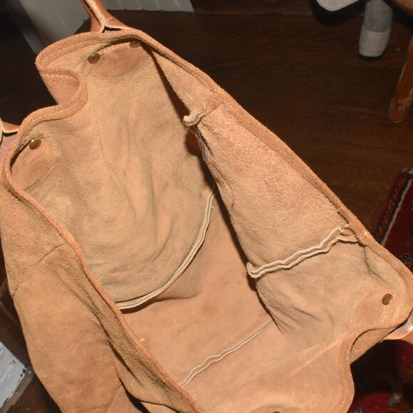 1980’s Vintage BROOKSTONE Peterborough, New Hampshirt Suede Leather Tote Bag - Picture 3 of 9